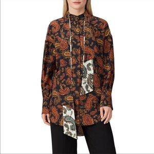 Rokh Double Tie Neck Silk Blouse Size 8